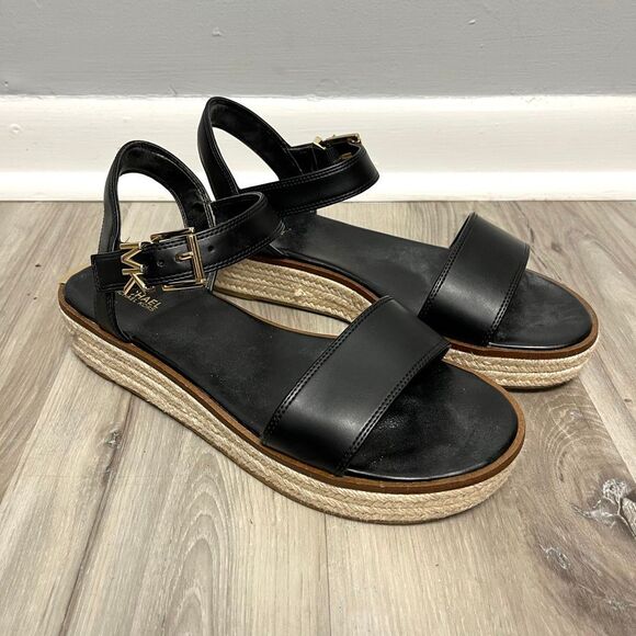 MICHAEL Michael Kors Sandals Women’s 10 Richie Black Espadrille Platform - Picture 1 of 9